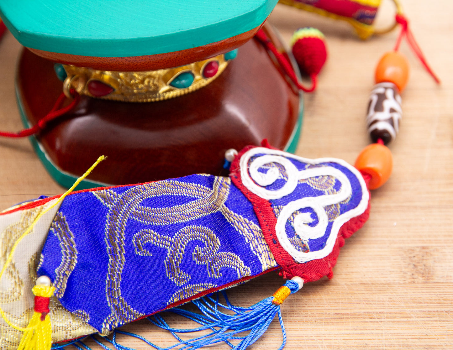 Traditional Damaru – Golden Ring – Yellow Case