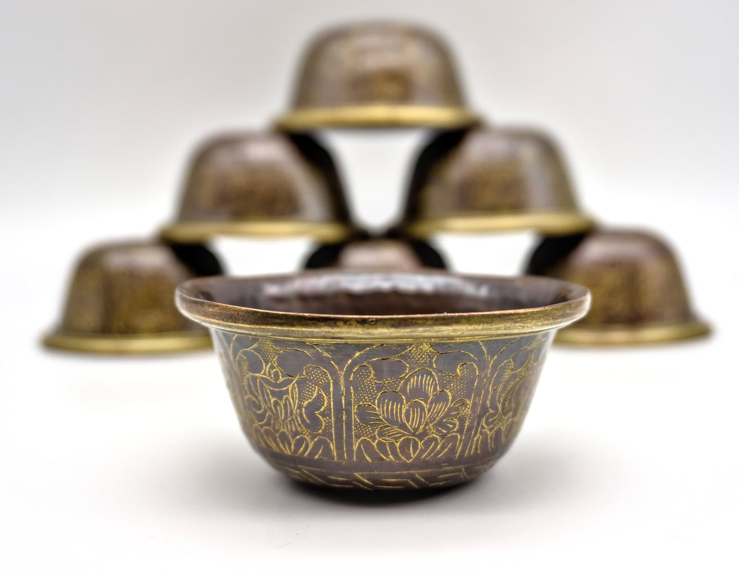 Engraved Offering Bowl Set – Oxidised Copper