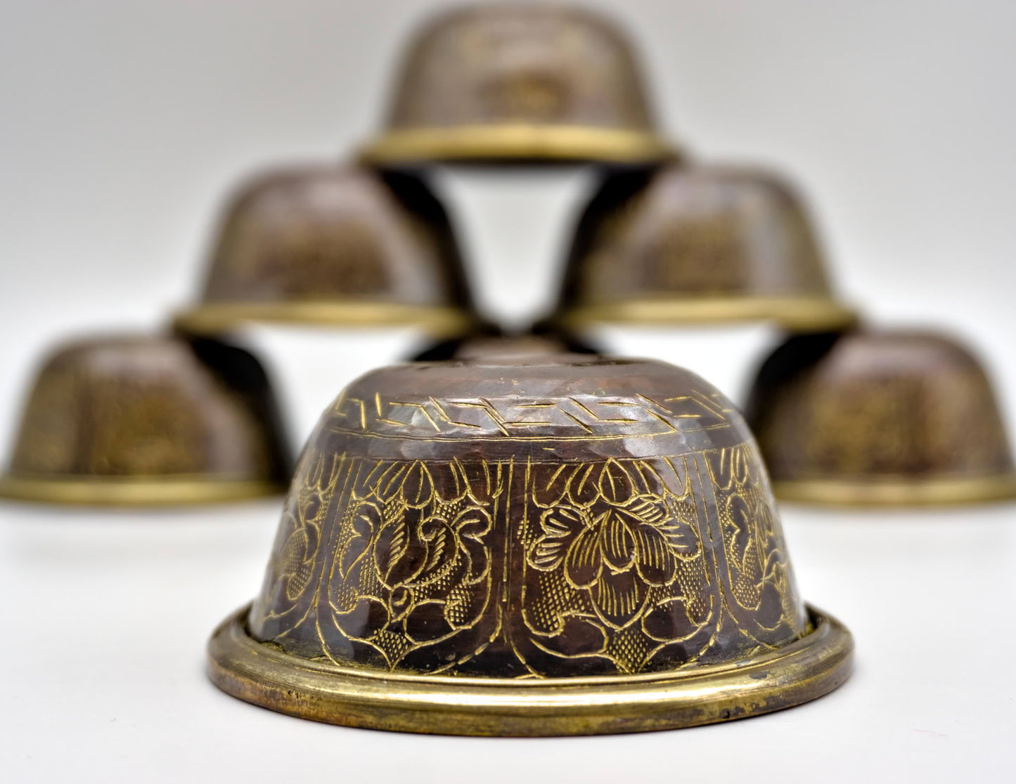 Engraved Offering Bowl Set – Oxidised Copper