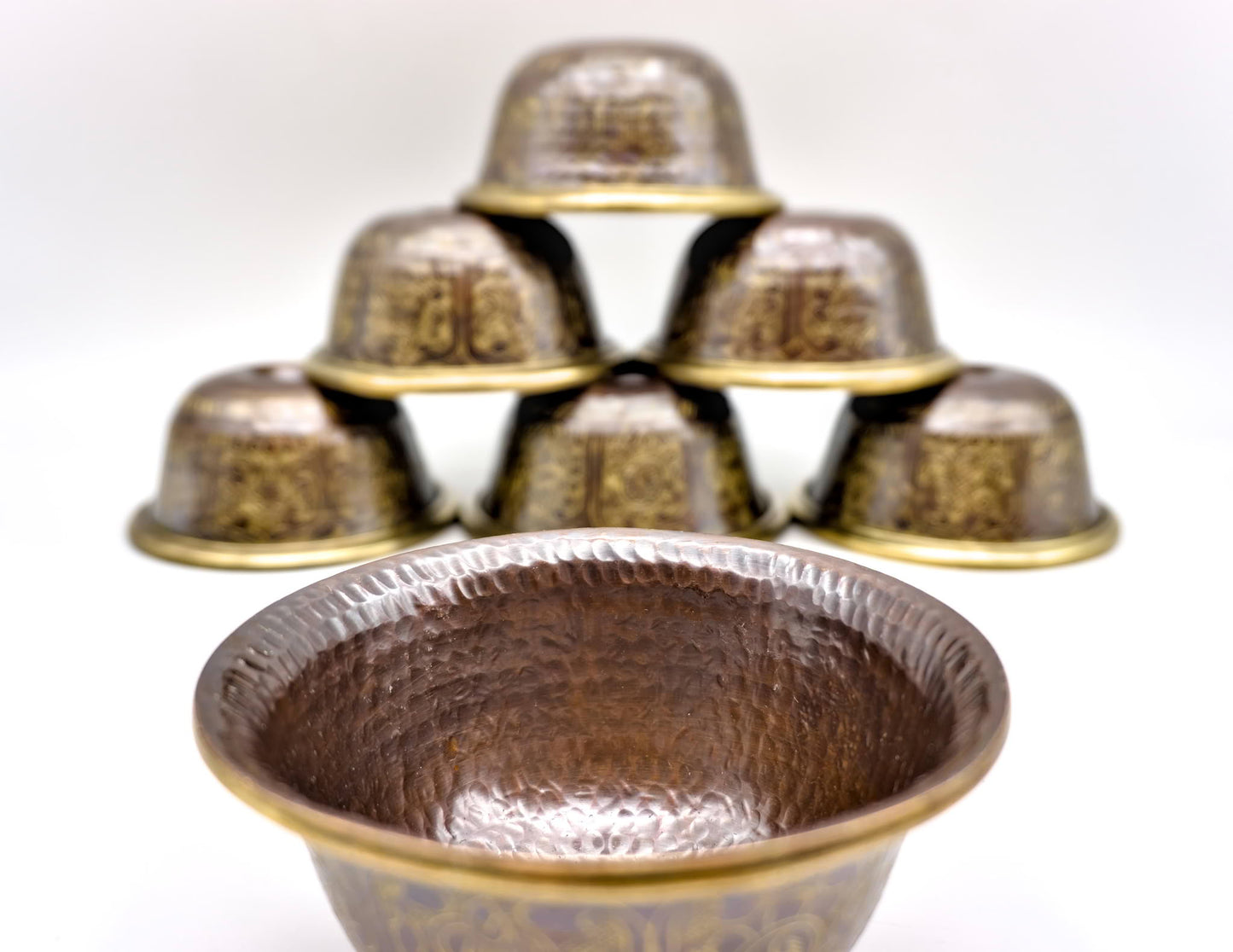 Engraved Offering Bowl Set – Oxidised Copper