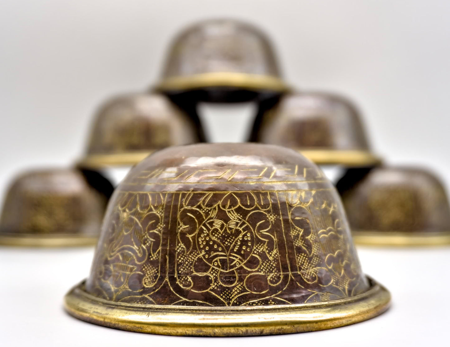 Engraved Offering Bowl Set – Oxidised Copper