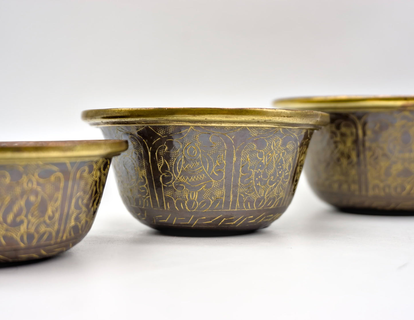 Engraved Offering Bowl Set – Oxidised Copper