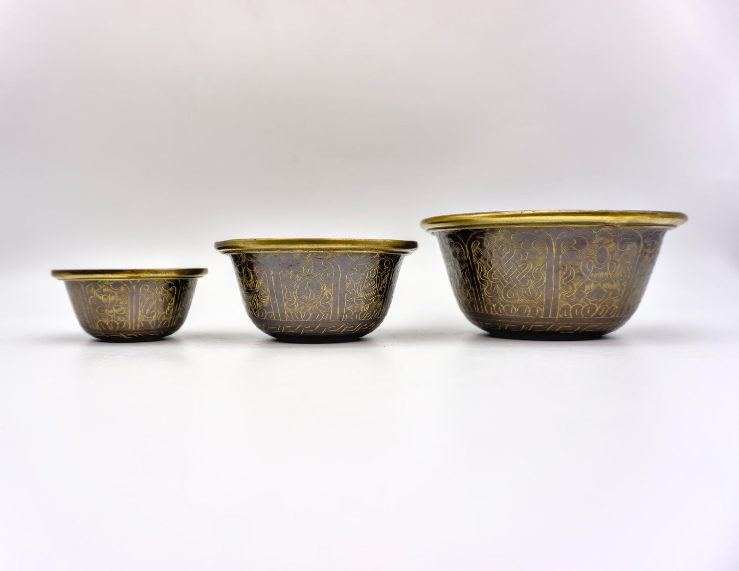 Engraved Offering Bowl Set – Oxidised Copper