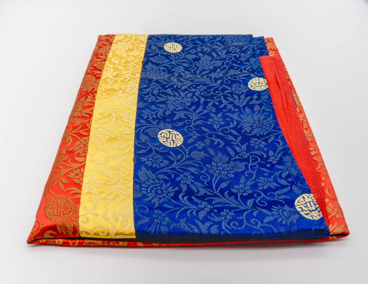 Quadratisches Blumenbrokat 89x89cm - 3 Farben mit roter Mitte