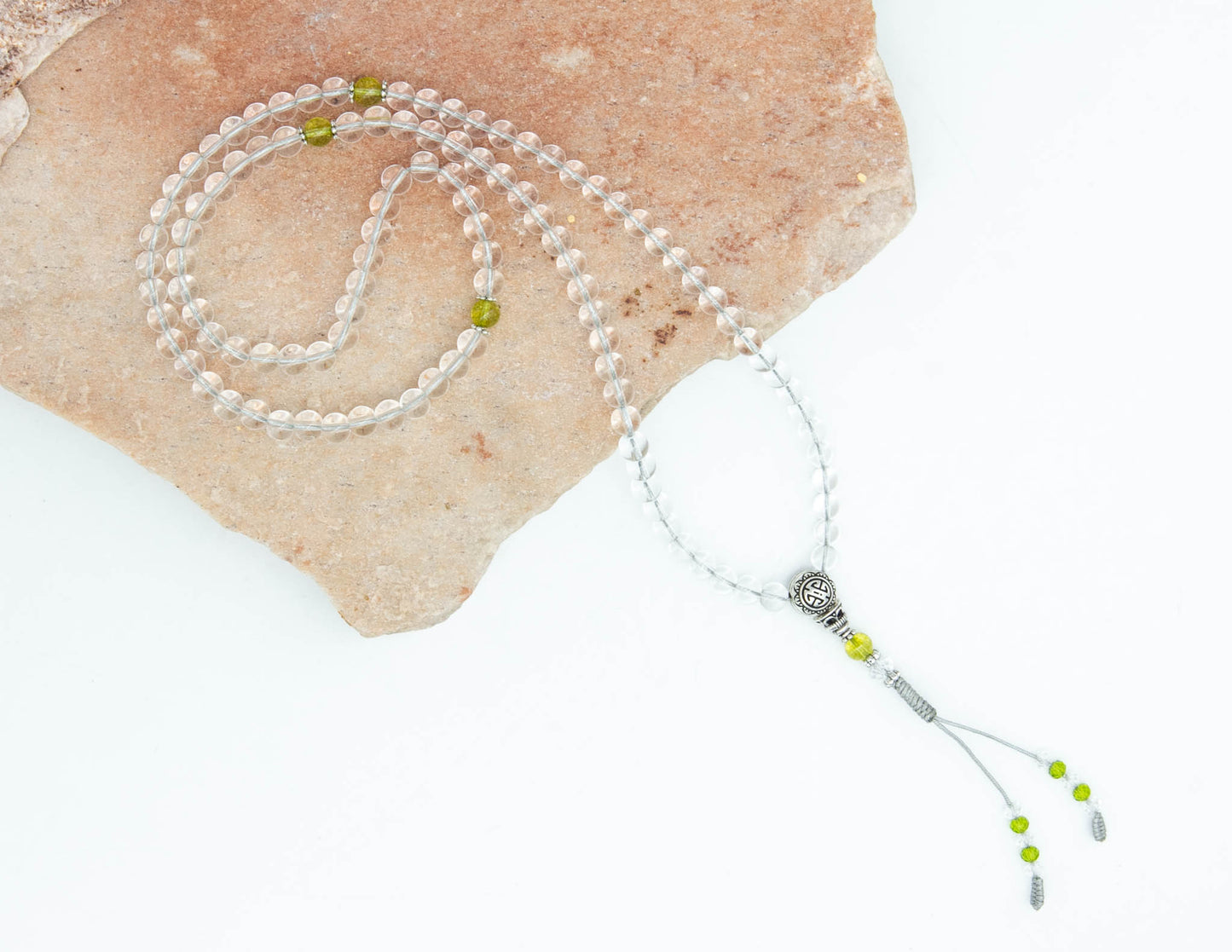 Clear Quartz & Silver Mala – 6mm