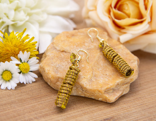 Boucles d'Oreilles Herbe Dorée - Tunnels