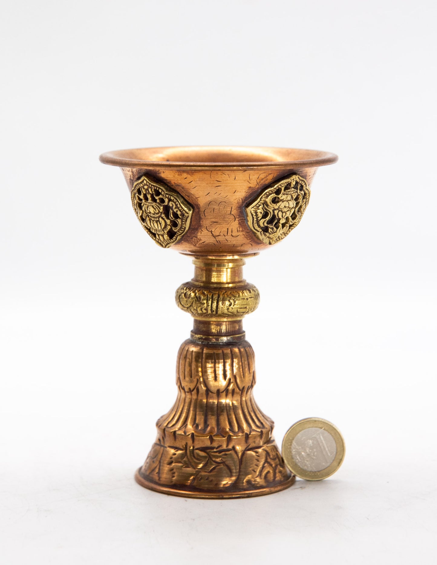 Geprägte Butterlampe, Kupfer – Tashi