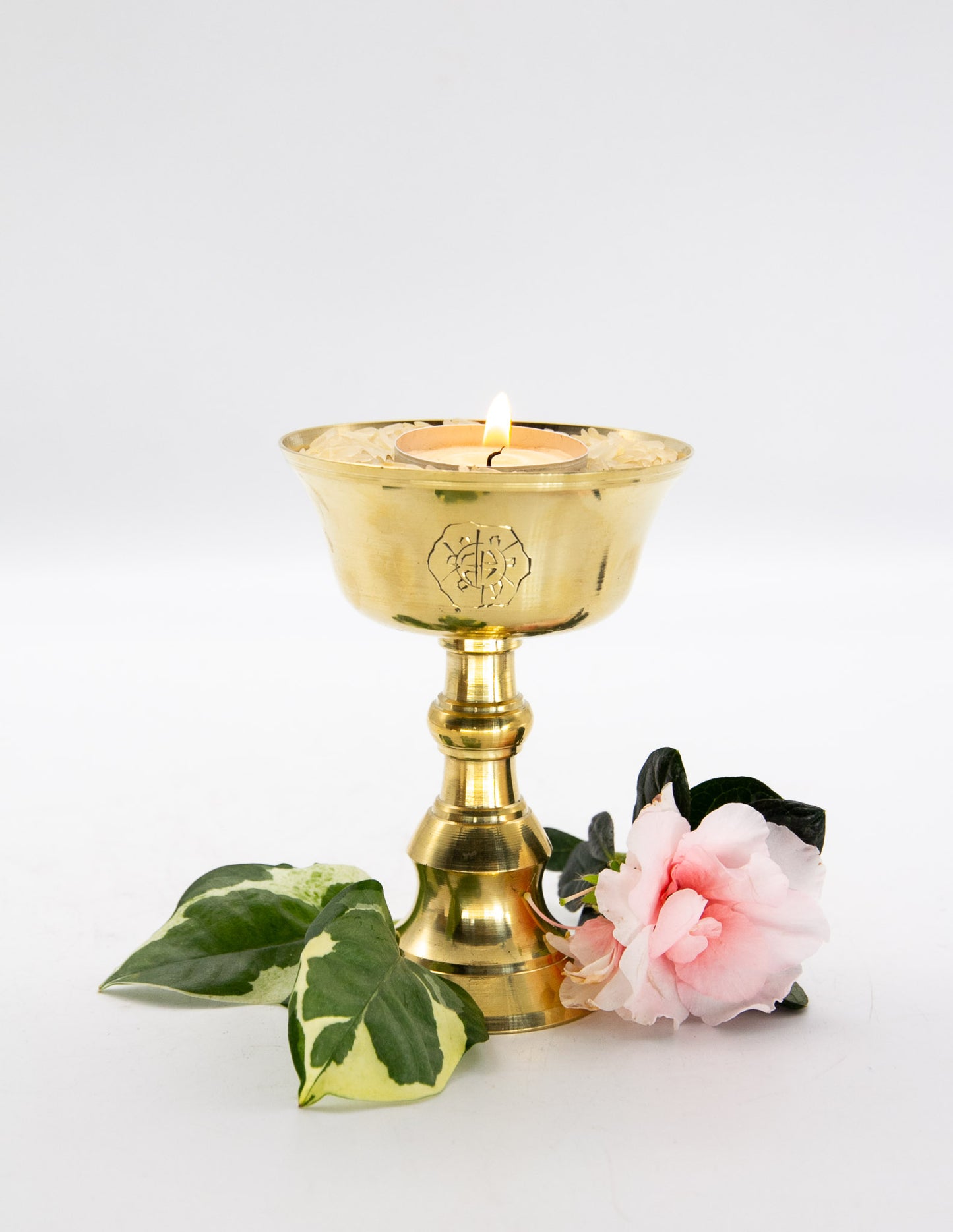 Engraved Brass Butter Lamp / 11.5cm