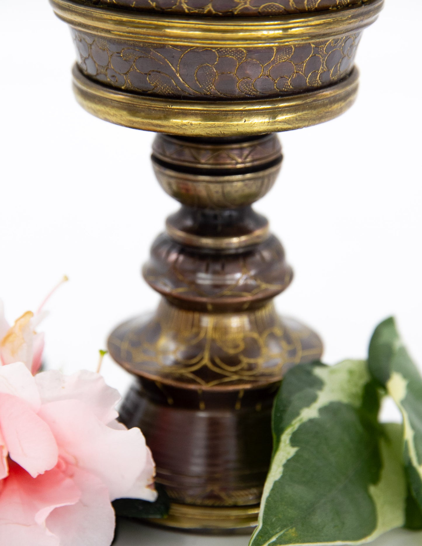 Engraved Butter Lamp, Oxidised Copper / 11cm