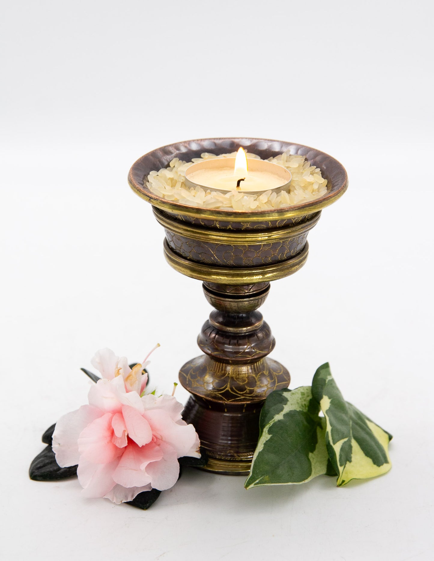 Engraved Butter Lamp, Oxidised Copper / 11cm