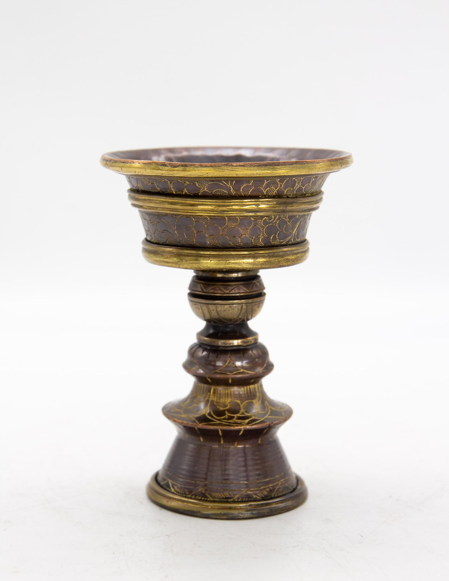 Engraved Butter Lamp, Oxidised Copper / 11cm