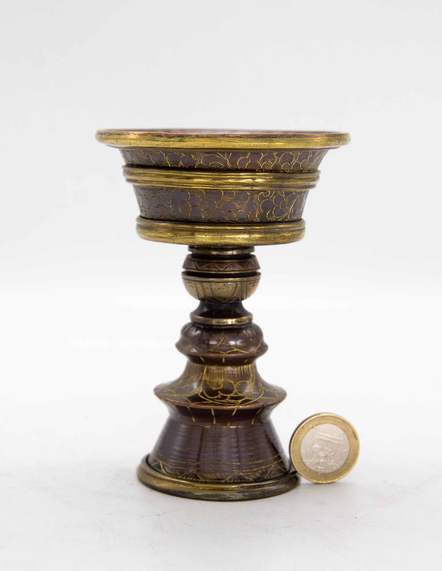 Engraved Butter Lamp, Oxidised Copper / 11cm