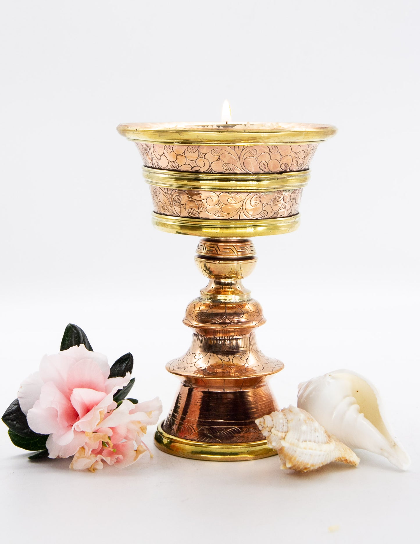 Engraved Butter Lamp, Polished Copper / 15cm