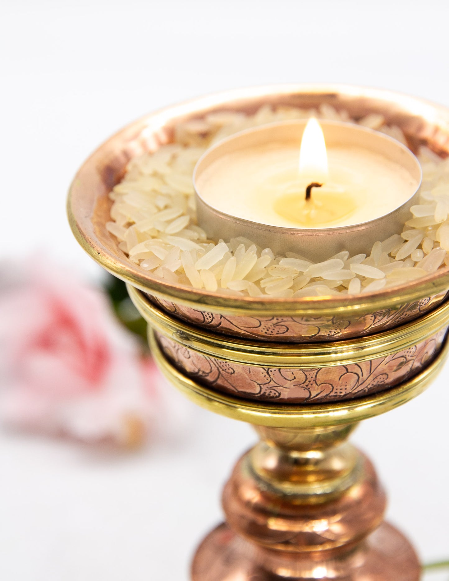 Engraved Butter Lamp, Polished Copper / 11cm