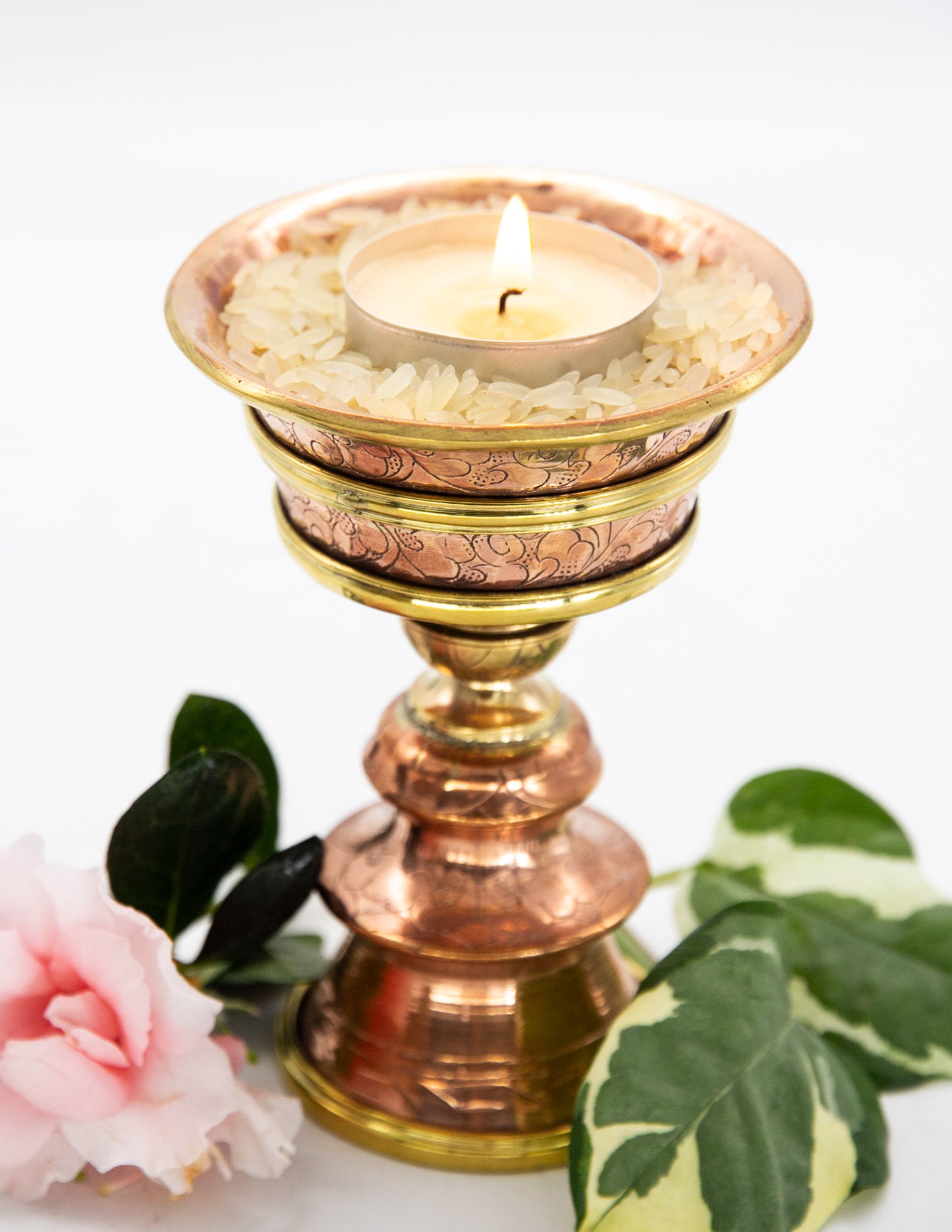 Engraved Butter Lamp, Polished Copper / 11cm