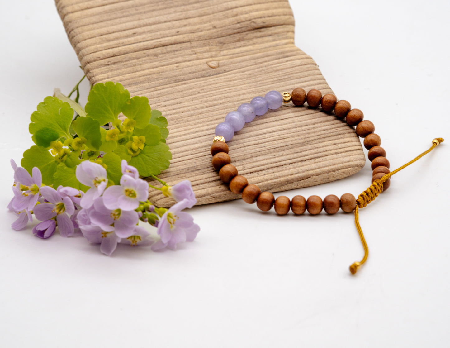Sandalwood & Purple Angelite Wrist Mala - 6mm