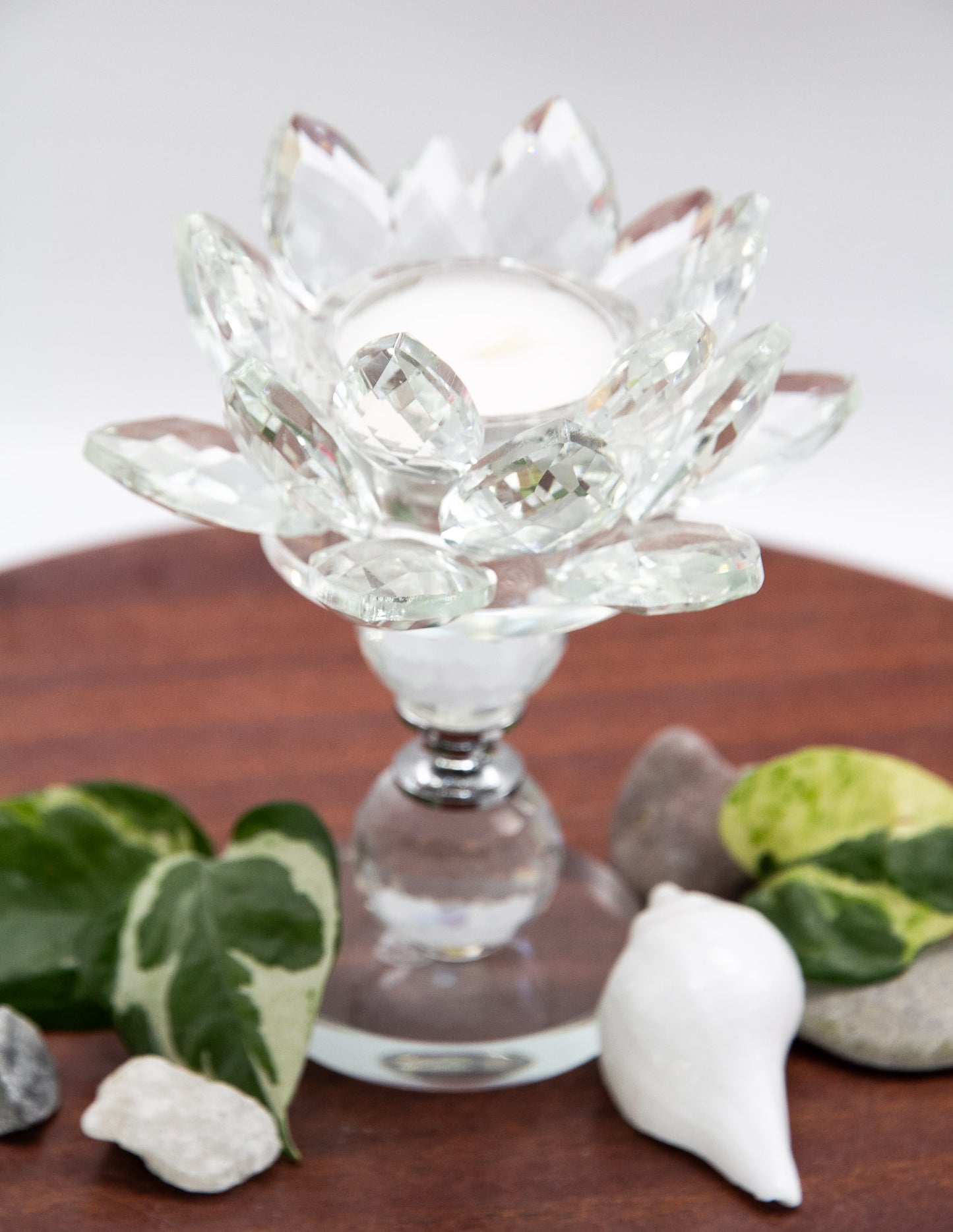 Crystal Glass Candle Holder with Pedestal