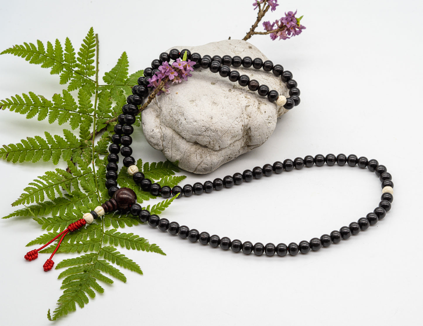 Black Rosewood & Bone Mala – 9mm