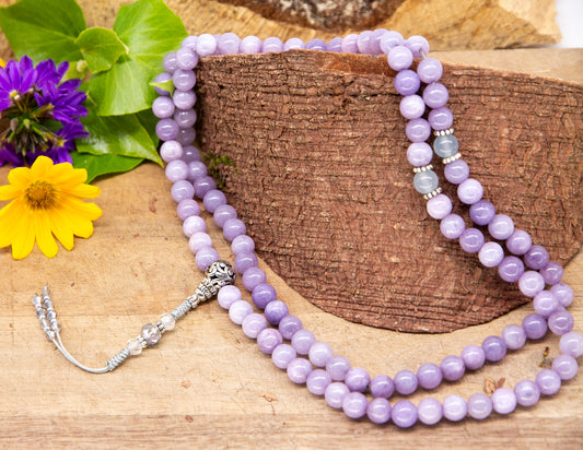 Angélite Violette & Mala Bleu Clair 8mm