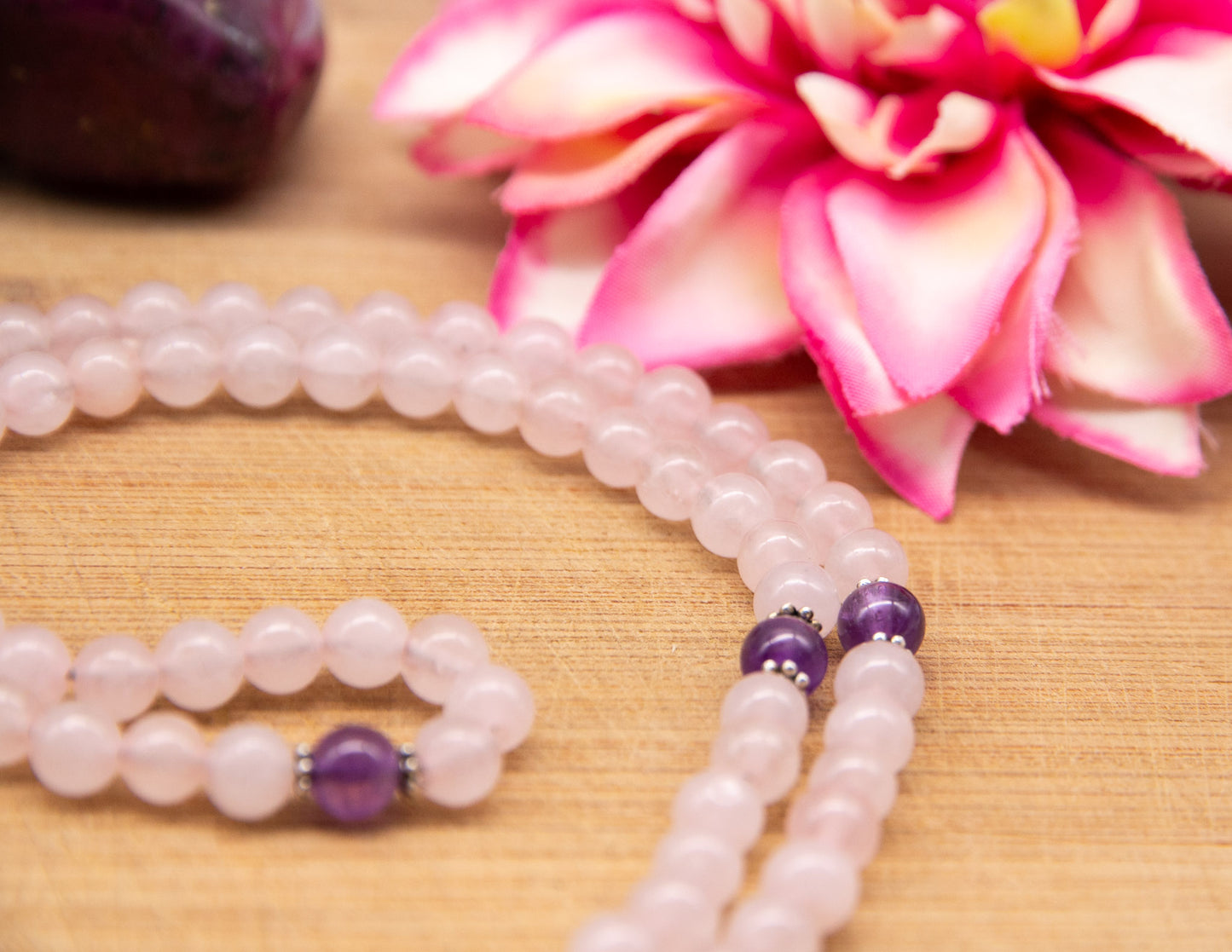 Rose Quartz & Amethyst Mala – 6mm