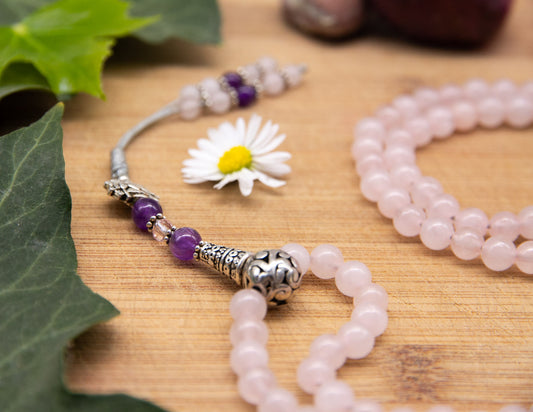 Mala Quartz Rose & Améthyste – 6mm