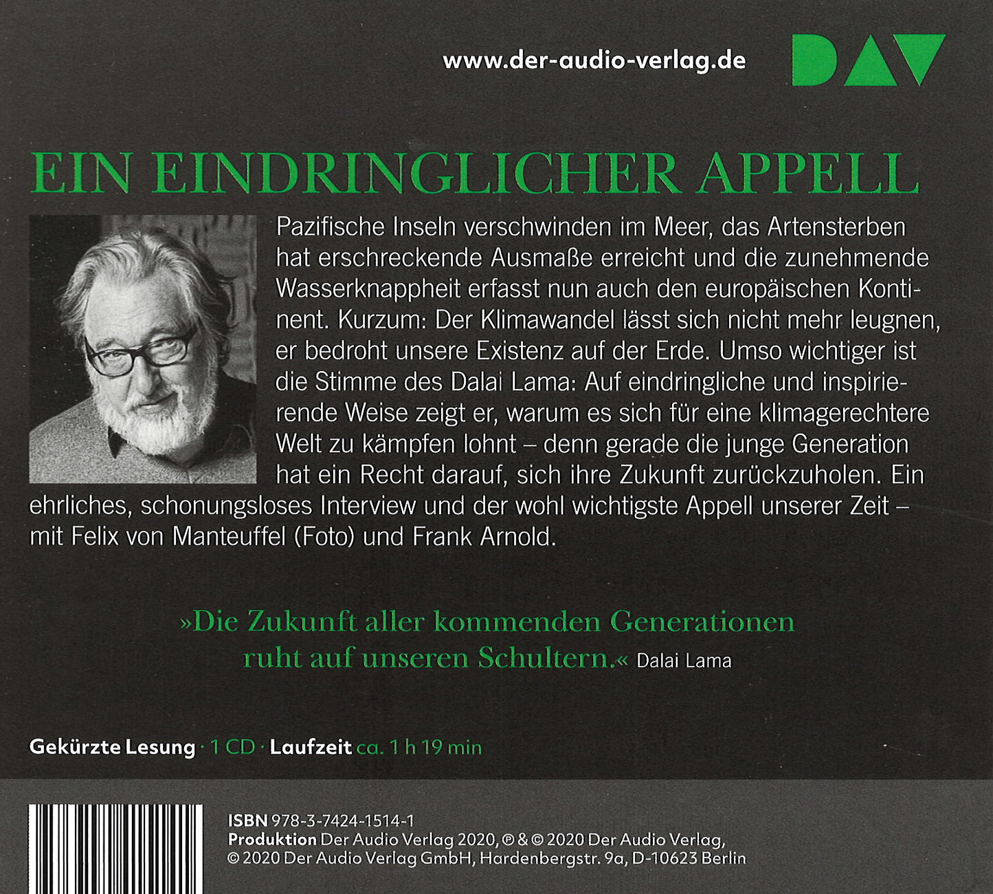 Der Klima-Apell des Dalai Lama an die Welt CD