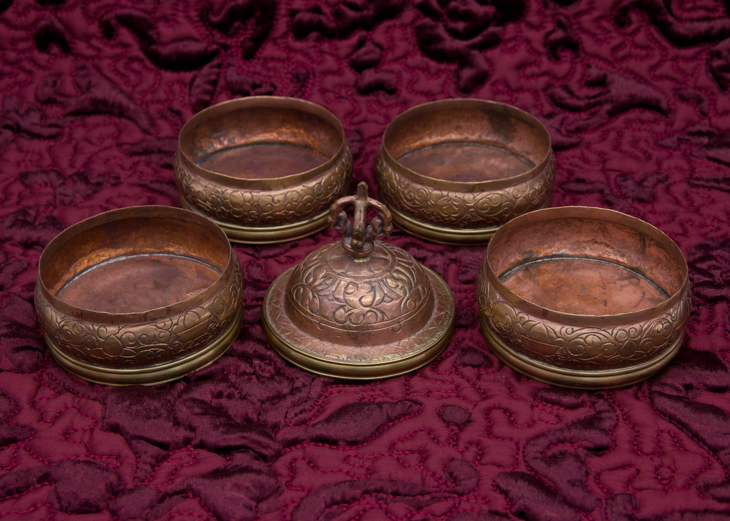 Copper Engraved Stacked Rice Container