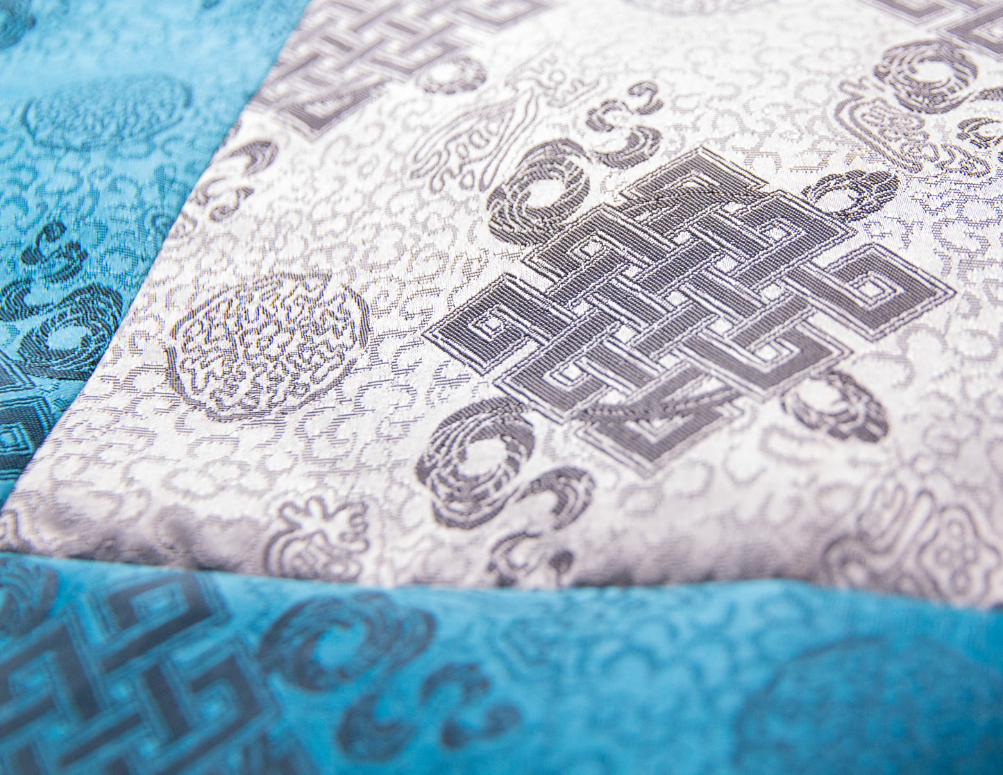 Standard Brocade Cloth / Practice Table Cover – Turquoise & Silver Endless Knot