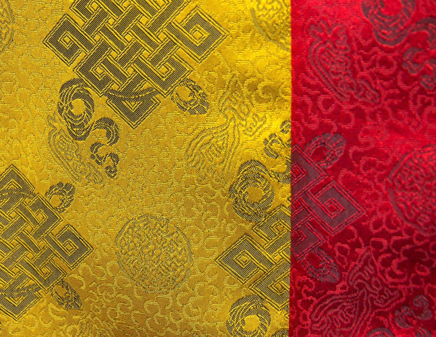 Standard Brocade Cloth / Practice Table Cover – Red & Yellow Endless Knot