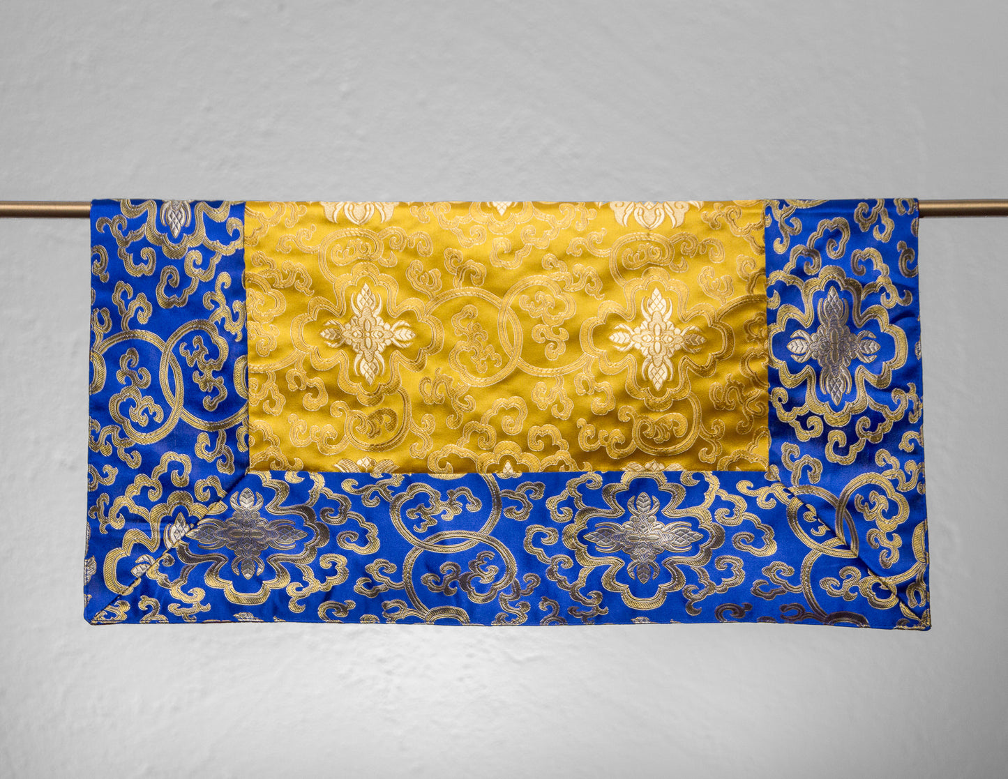 Quadratisches Brokattuch / Übungstischdecke – Blau & Gelb