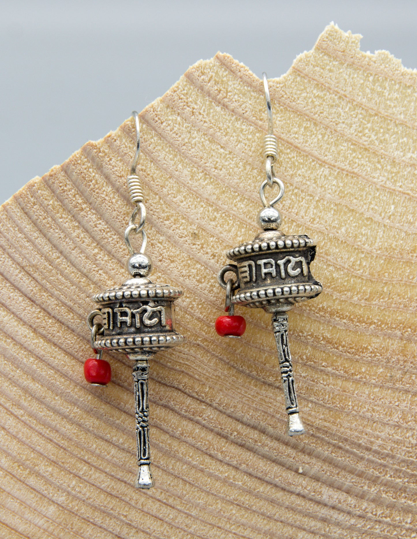 Miniature Prayer Wheel Earrings