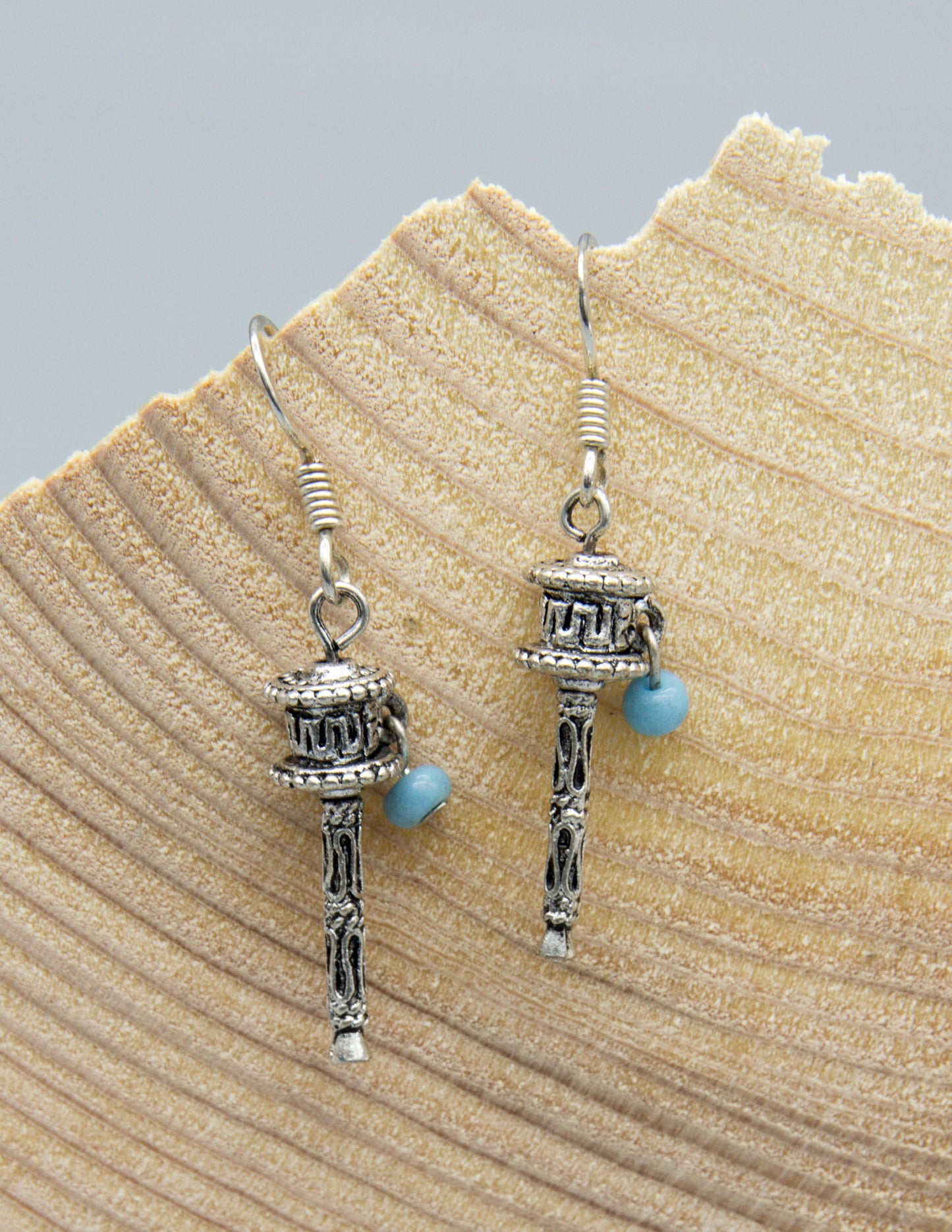 Miniature Prayer Wheel Earrings