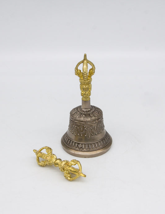 Hochwertige Glocke und Dorje mit Goldkontrast I – Mini