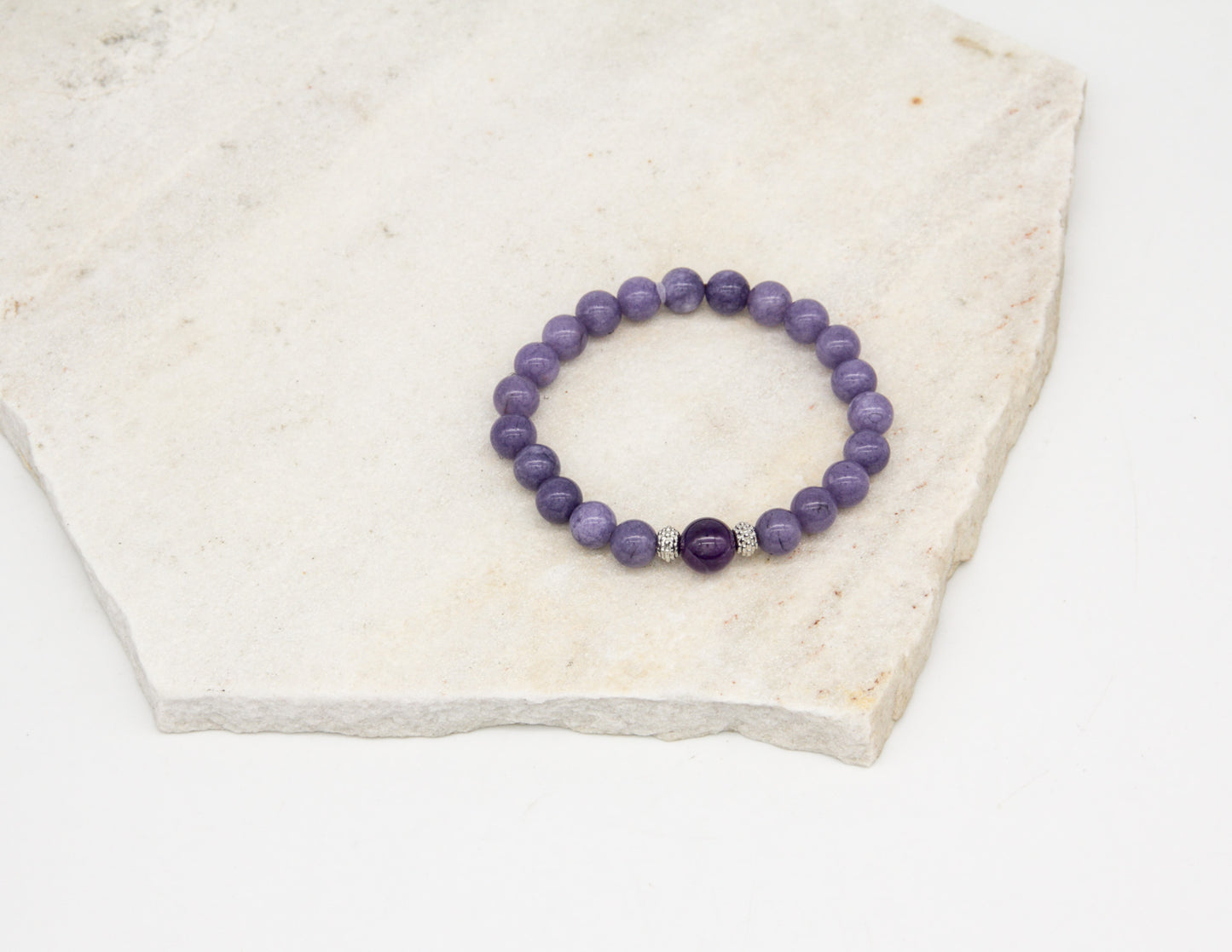 Lavendel-Jade- und Amethyst-Armband – 8 mm
