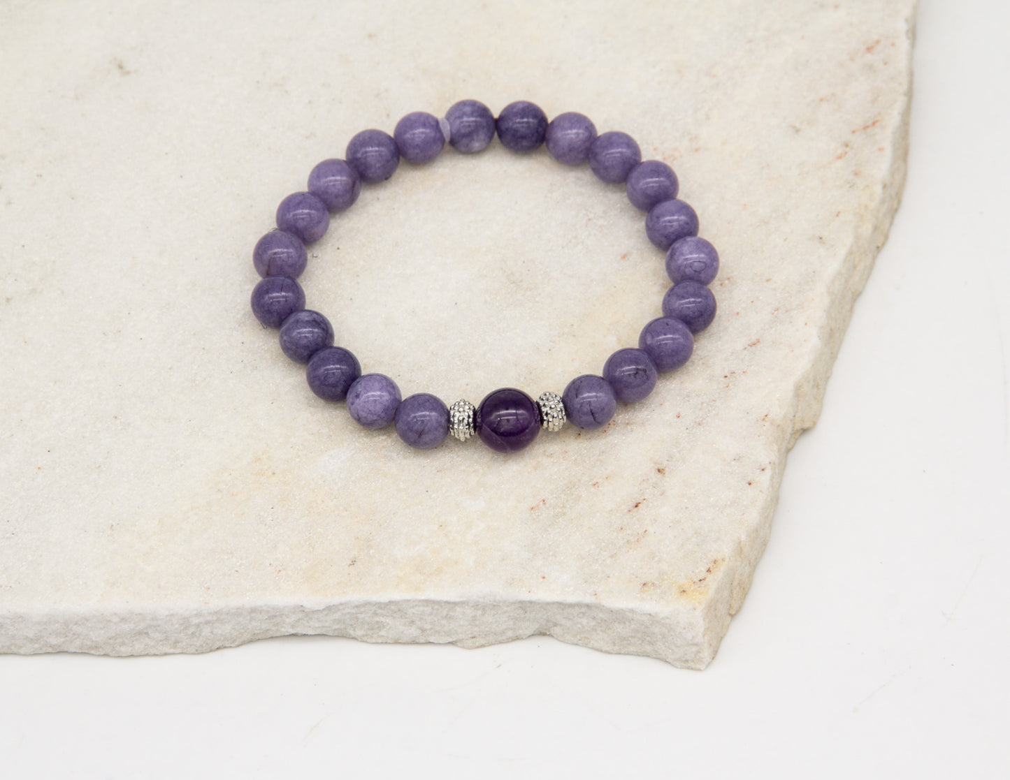 Lavendel-Jade- und Amethyst-Armband – 8 mm