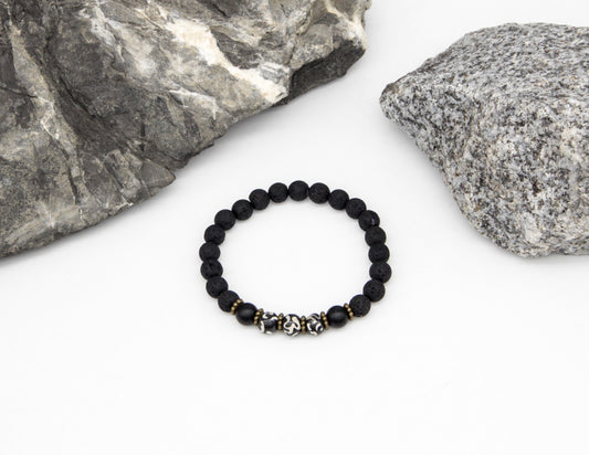 Bracelet en pirre de lave noire - 8mm