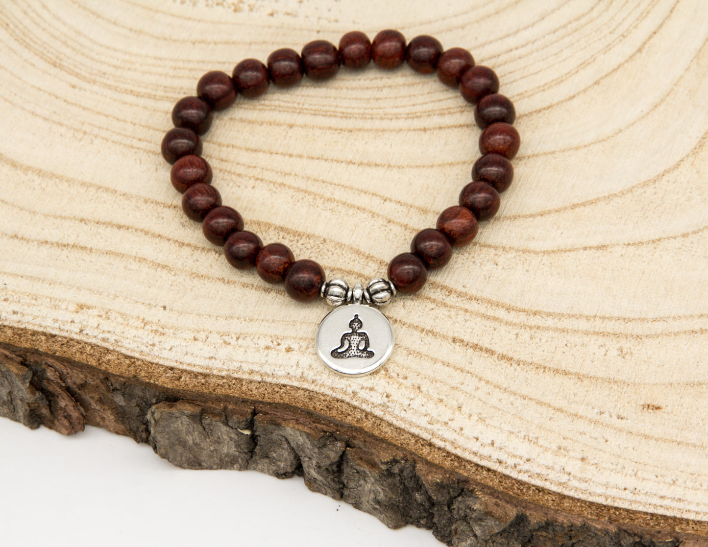 Rosewood Bracelet with Buddha Pendant – 8mm