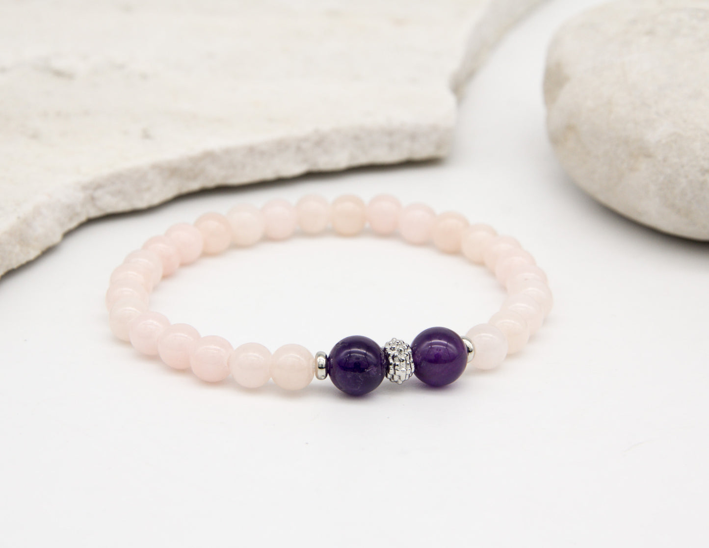 Rose Quartz & Amethyst Bracelet – 6mm