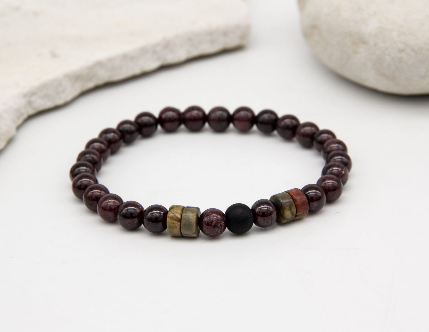 Garnet & Onyx Bracelet – 6mm