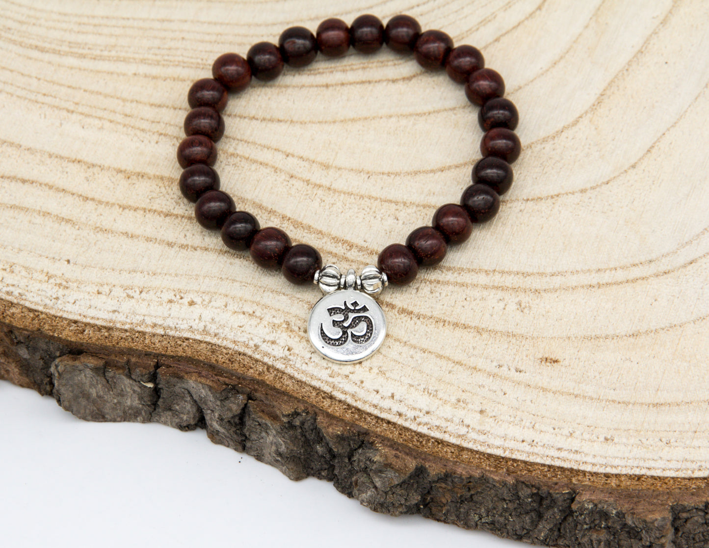 Rosewood Bracelet with Om Pendant – 8mm