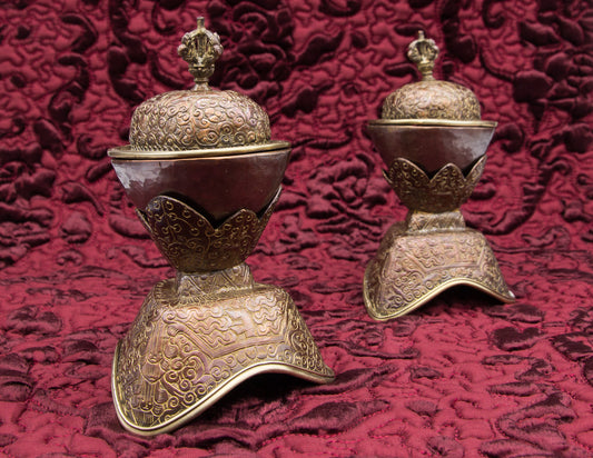Pair of Ornamented Kapala – 14cm
