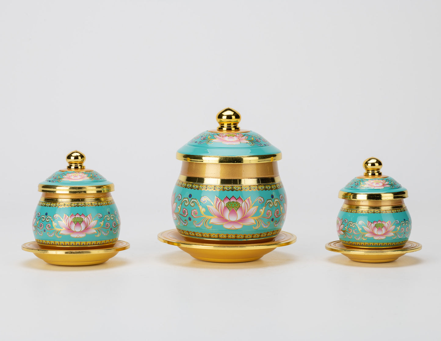 Lotusgefäß in Gold und Türkis
