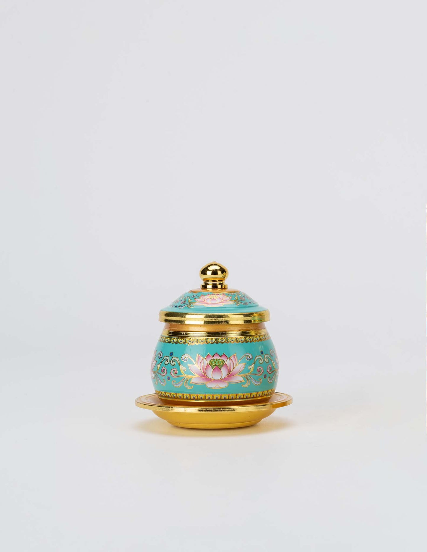 Gold & Turquoise Lotus Jar