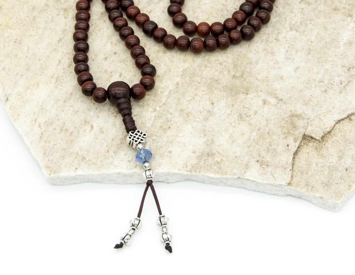 Mala de Palisandro con Nudo Sin Fin de Plata – 8mm