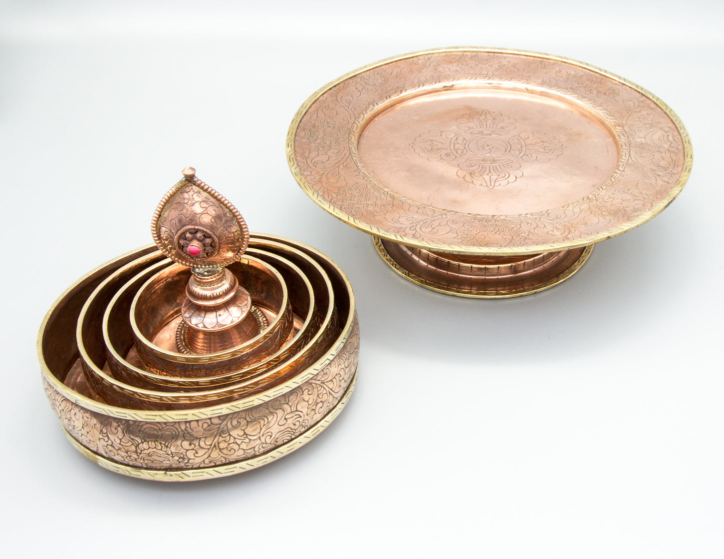 Raised Mandala Set, Polished Copper