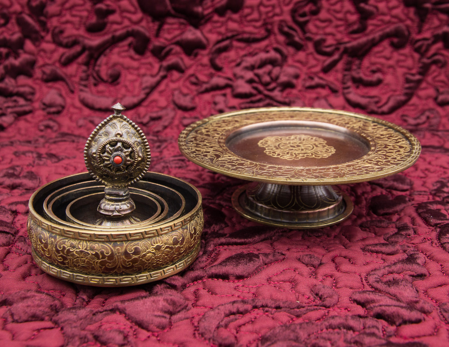 Raised Mandala Set, Oxidised Copper