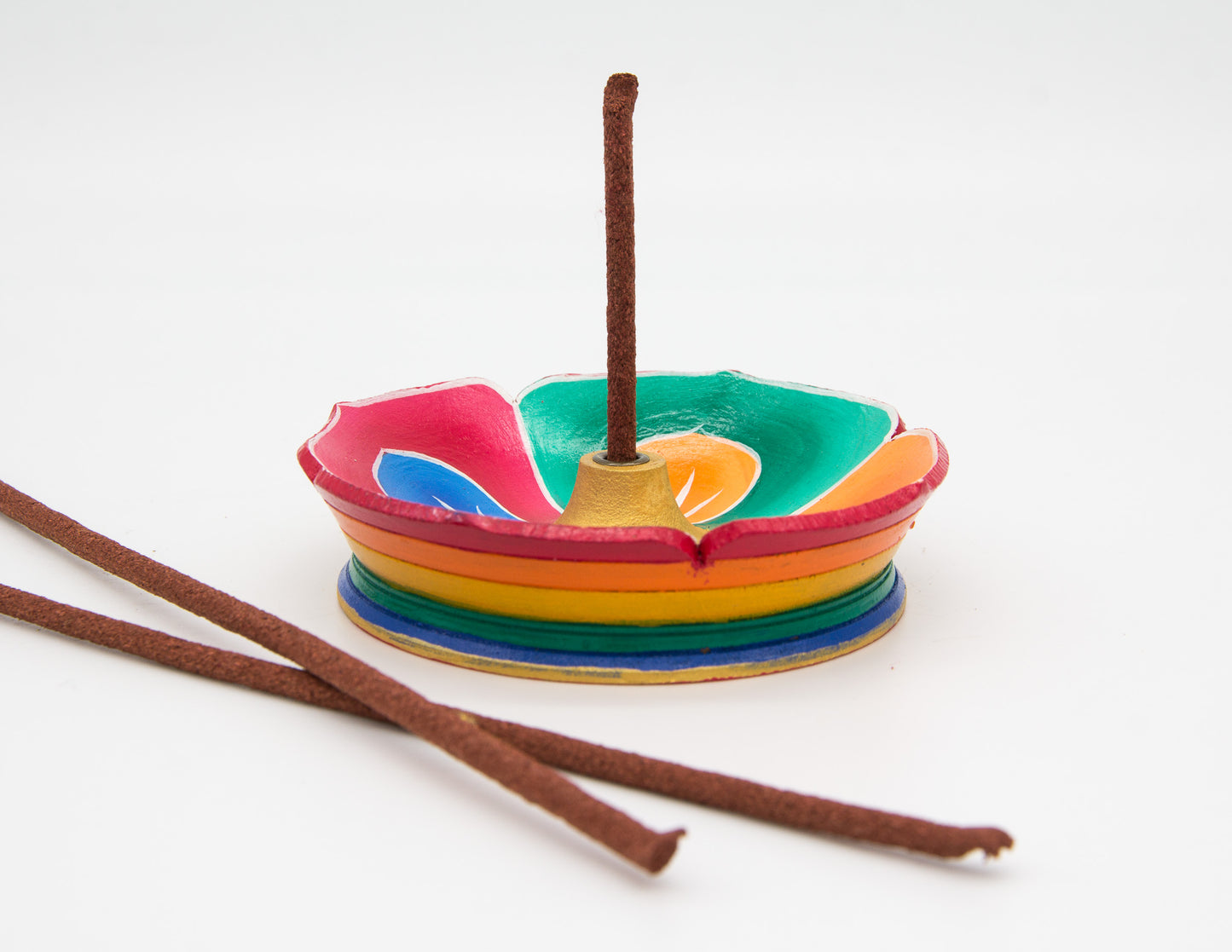 Colourful Wooden Lotus Incense Burner