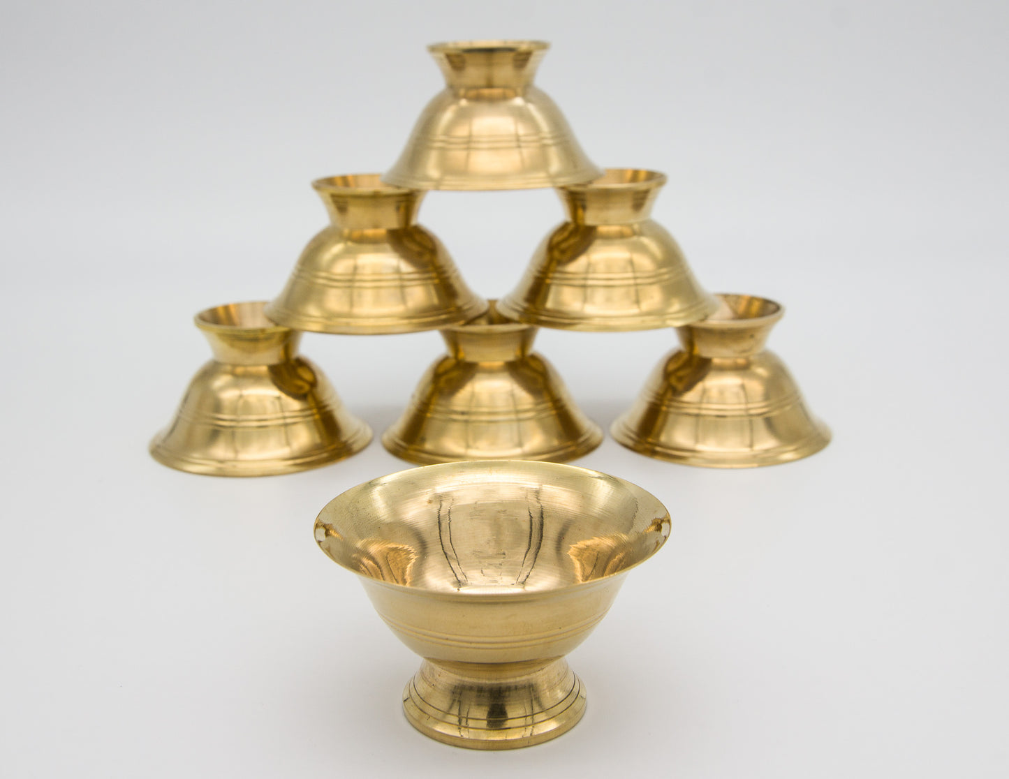 Footed Offering Bowl Set, Brass Plated – 7.0cm