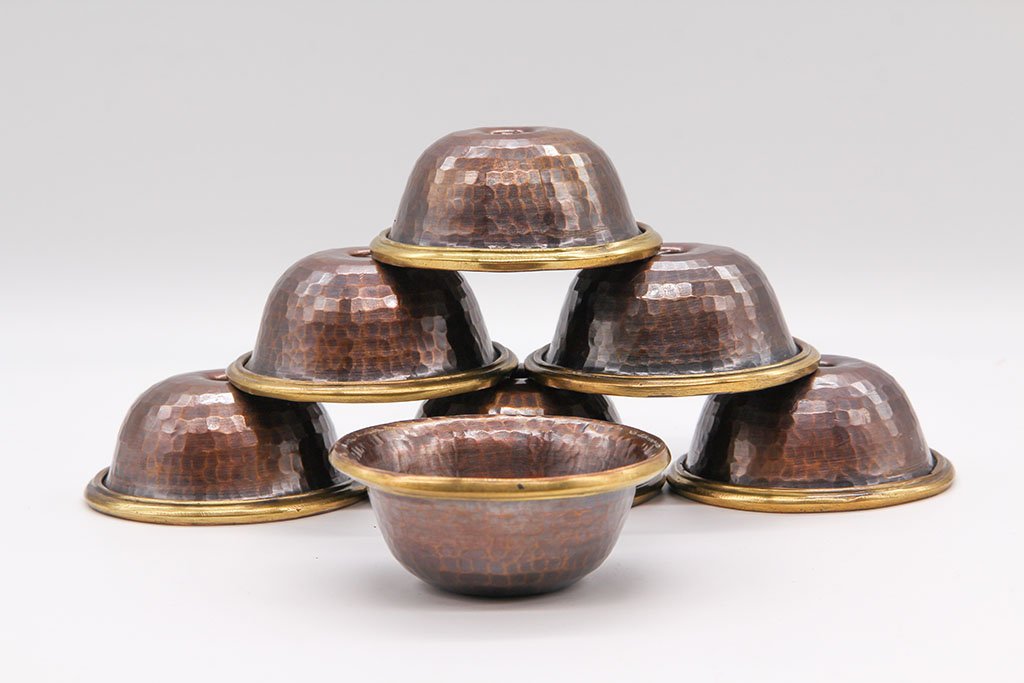 Hammered Offering Bowl Set, Oxidised Copper – 8cm