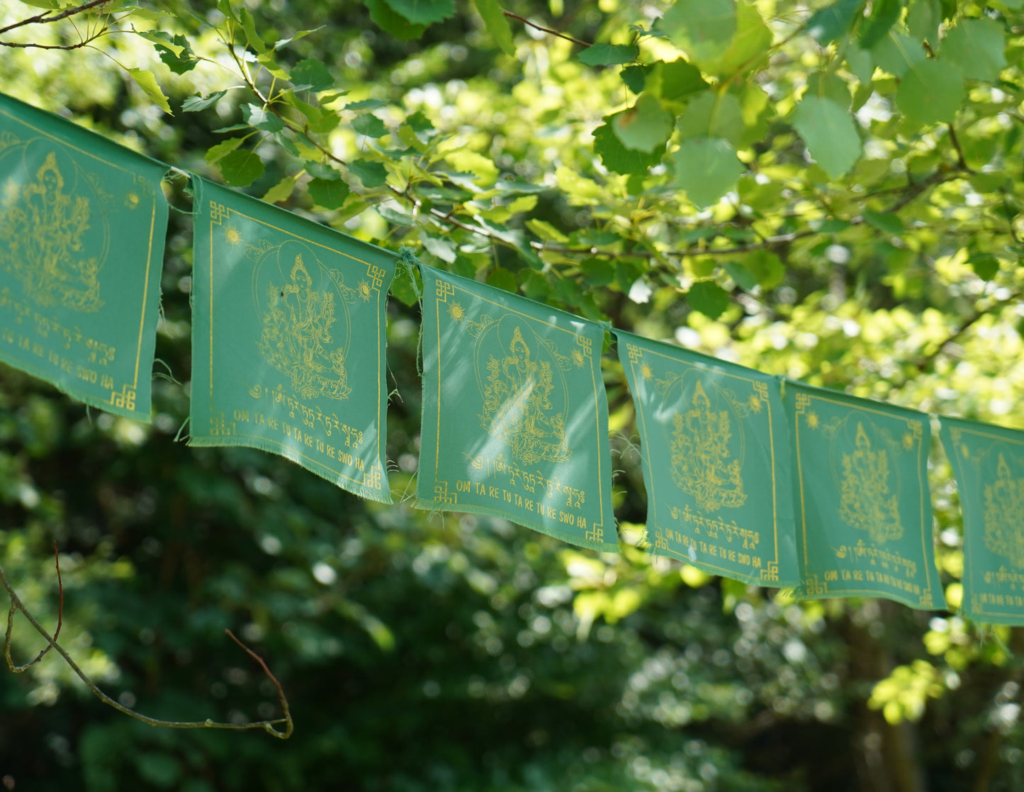 Green Tara Prayer Flags, 20x20cm